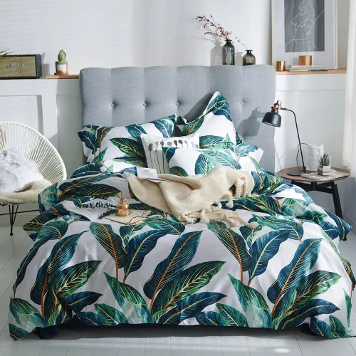 Miniatura 21 de AMWAN Juego de funda de edredón floral bohemio de algodón, ropa de cama con estética de jardín, elegante, botánico, con cierre con cremallera y 4
