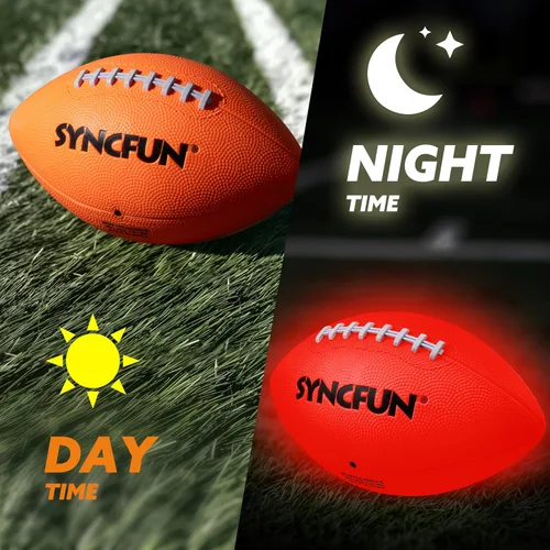 Miniatura 2 de SYNCFUN Fútbol que brilla en la oscuridad para niños, fútbol iluminado para juegos nocturnos de deportes al aire libre, pelota roja brillante