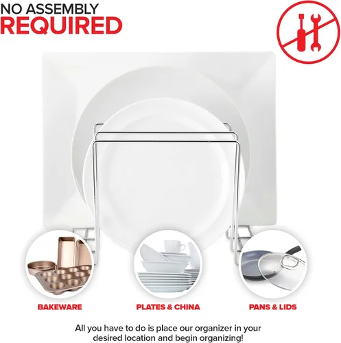 Miniatura 3 de Stock Your Home Organizador de gabinete de cocina, cromado (paquete de 2) soporte de acero para hornear con 4 ranuras para gabinete, organizador