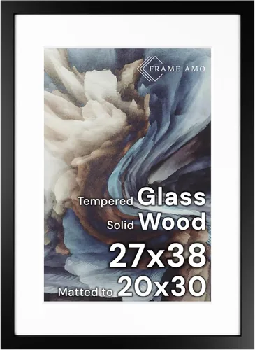 Miniatura 75 de Frame Amo Marco de póster de madera maciza de 13 x 19 pulgadas, color natural, tapete blanco para imagen de 11 x 17 pulgadas, parte frontal