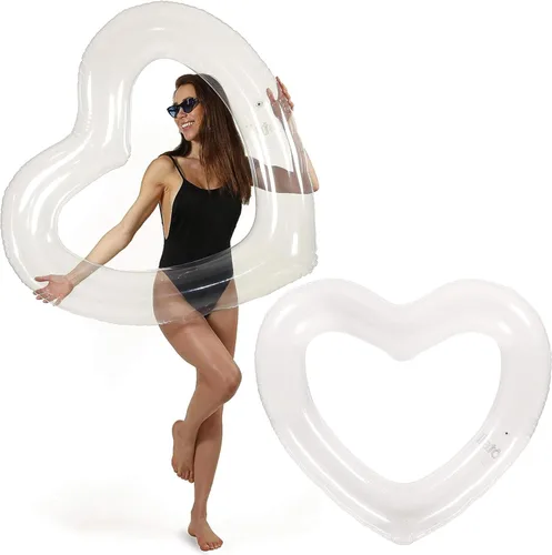 Miniatura 17 de LOTELI - Flotadores de piscina con forma de corazón originales para adultos, más gruesos y fuertes, flotadores inflables grandes para fiestas, Blanco