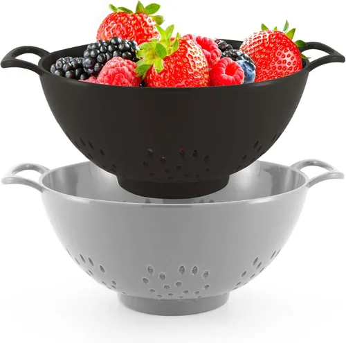 Miniatura 17 de Meadow Lane - Colador pequeño de 6 pulgadas, libre de BPA, apto para lavavajillas, con asas dobles, escurridor compacto de alimentos para bayas
