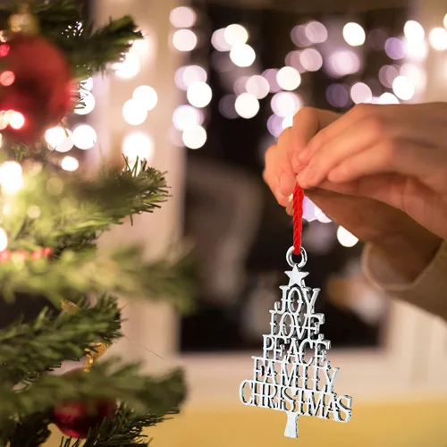 Miniatura 3 de Adorno para árbol de Navidad de metal de peltre sólido 2025, decoraciones colgantes para fiestas, hogar, vacaciones, decoración de Navidad