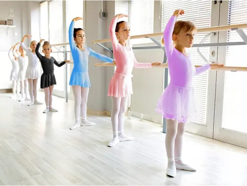 Miniatura 7 de DANSHOW Leotardo básico de manga larga para niñas con falda para bailar y bailar con tutú