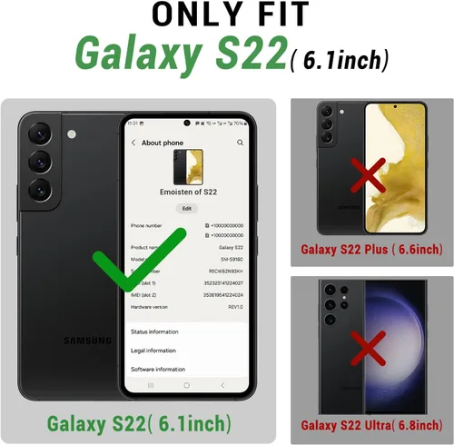 Miniatura 2 de SUANPOT Funda de piel tipo cartera para Samsung Galaxy S22 con bloqueo RFID, tarjetero para tarjetas de crédito, funda de teléfono con tapa tipo