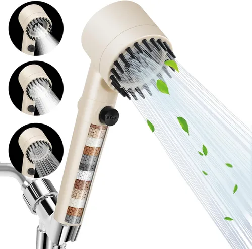 Miniatura 10 de Cabezales de ducha de alta presión Luxsego con masajeador del cuero cabelludo y cepillo de champú para el cuidado de la piel y el cabello, cabezal