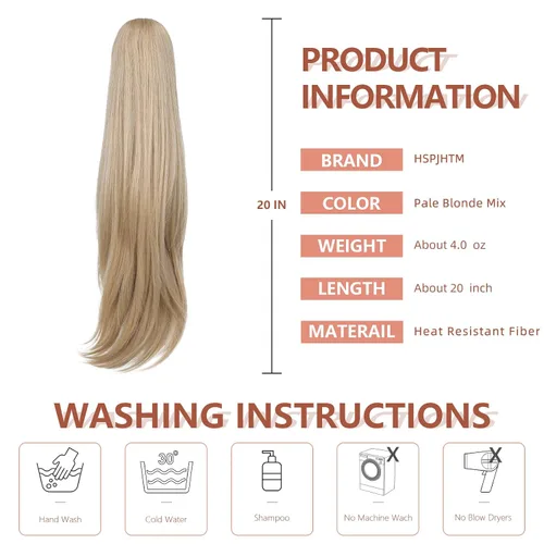 Miniatura 39 de Extensiones de cola de caballo de cabello rubio, extensiones de cola de caballo para mujer, pinza de extensiones de cabello rizado de 12 pulgadas