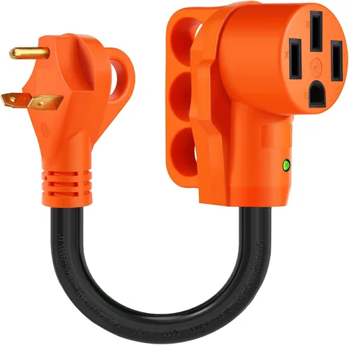 Cable adaptador para RV de 30 amperios a 50 amperios, adaptador de corriente eléctrica NEMA TT-30P a NEMA 14-50R con indicador de alimentación LED,