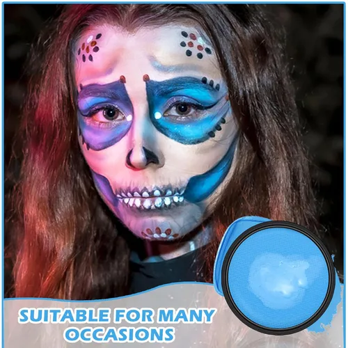 Miniatura 7 de Blue Face Body Paint Pro Pintura facial a base de agua, lavable para adultos y niños, Halloween, SFX, cosplay, payaso, zombi, vampiro, esqueleto
