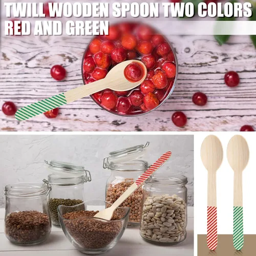Miniatura 5 de Gerrii 100 unidades de suministros de barra de cacao caliente, cucharas desechables de madera de chocolate de Navidad de 6 pulgadas, cuchara