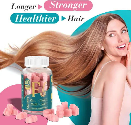 Miniatura 2 de Gomitas de biotina, vitaminas para la piel y las uñas para hombres y mujeres, vitamina B7 vegana, apoya el crecimiento del cabello y uñas más