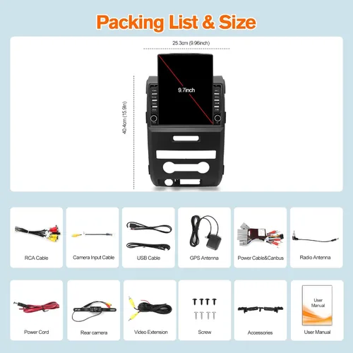 Miniatura 9 de Radio estéreo de coche de 9.7 pulgadas para Ford F150 2009-2014, pantalla táctil Android 13, unidad principal de navegación GPS con 4 GB de RAM + 64