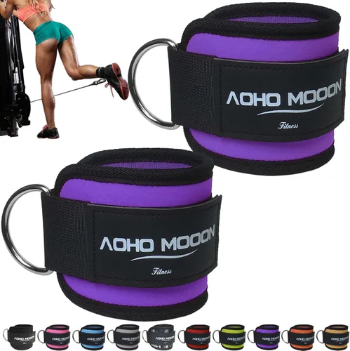 Miniatura 10 de AOHO MOOON Correas de tobillo ajustables y cómodas para máquinas de cable para mujeres, correa de pierna para gimnasio, tobillera para glúteos