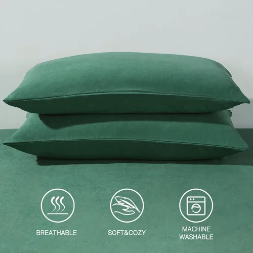 Miniatura 5 de HAPPYMOON Juego de 2 fundas de almohada de microfibra tamaño King, fundas de almohada suaves y cepilladas con cremallera para cabello y piel, fundas