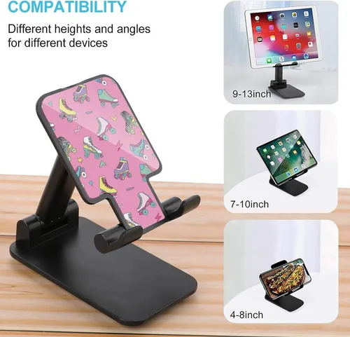 Miniatura 3 de Cute Retro Roller Skates Portable Cell Phone Stand Foldable Desktop Phone Holder Adjustable Height Angle with Print Pattern black-style-21
