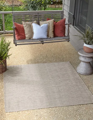 Miniatura 82 de Unique Loom Collection Alfombra de Área Plana Casual de Transición Sólida Jaspeada para Interiores/Exteriores (Pasillo 2' x 6' 1", Azul/Azul Marino)