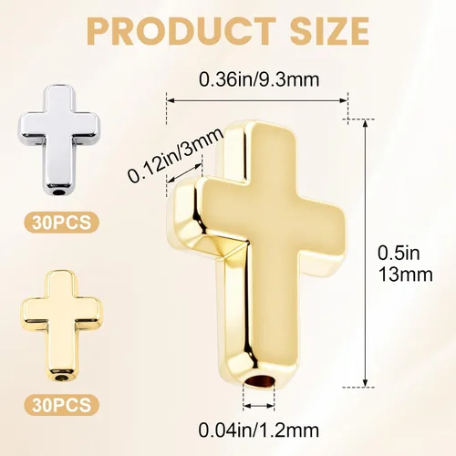 Miniatura 2 de OIIKI 60 cuentas de cruz para pulseras, dijes de cruz de plástico, cuentas religiosas, mini crucifijo suelto, espaciador, suministros de bricolaje