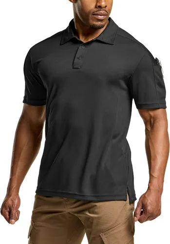 CQR - Camisa tipo polo estilo piqué para hombre, diseños tácticos de manga corta y larga para golf, tela Dry Fit ligera, con FPU 50+ para exteriores