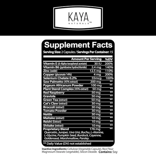 Miniatura 2 de Kaya Naturals Soporte de próstata Saw Palmetto, potente bloqueador de DHT para el crecimiento del cabello, promueve el sueño, reduce la micción