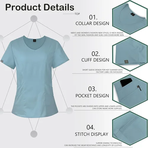 Miniatura 2 de VIAOLI Uniformes Médicos Enfermera Mujer Médico Enfermería Hospital Conjunto Top &Jogger Pantalones Clínica Liquidación Ropa de Trabajo