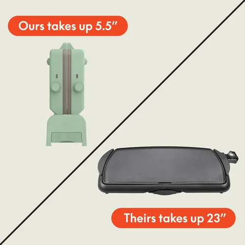 Miniatura 5 de Bella Plancha de cerámica plegable Fold-n-Store de doble temperatura de 10" x 20", utensilios de cocina que se adaptan a cualquier lugar™, Vidrio