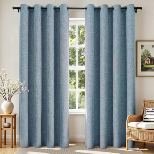 Miniatura 9 de Joydeco Cortinas opacas de 84 pulgadas de largo, 2 paneles burg, cortinas de oscurecimiento de habitación para dormitorio, cortinas térmicas Negro