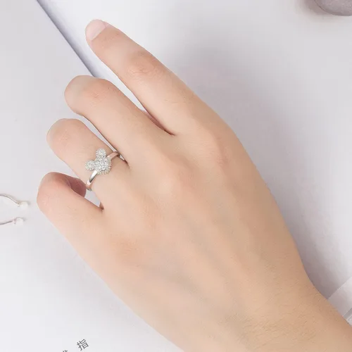 Miniatura 3 de H&Beautimer Anillos de plata de ley 925 para mujer, bonitos anillos de diseño de Mickey, joyería fina para mujeres y niñas, anillos de boda AAA CZ