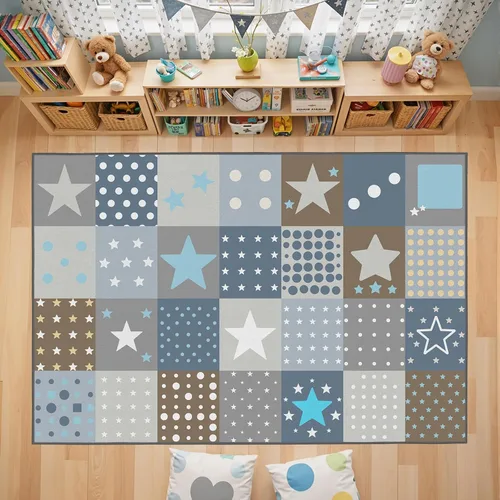 Miniatura 13 de Alfombras con letras del alfabeto para sala de juegos, aula, dormitorio, 5 x 7 pies, antideslizante y suave, alfombra ABC para habitación de niños