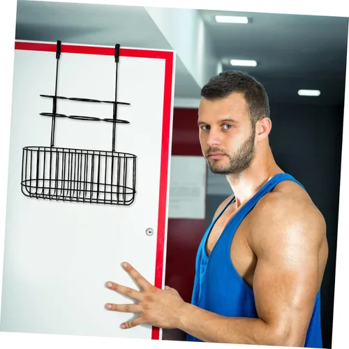 Miniatura 9 de Housoutil Soporte para secador de pelo, soporte para soplador de pelo de metal, organizador de despensa para colgar sobre la puerta, soporte