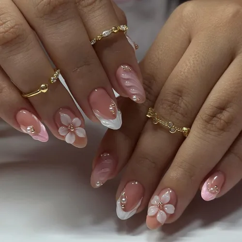 Miniatura 11 de Uñas postizas a presión de almendra marrón, medianas con diseños de leopardo y purpurina, uñas postizas en forma de almendra otoñal, uñas acrílicas