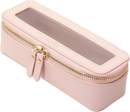 Miniatura 68 de Aveniee Organizador de bolsa de maquillaje transparente, bolsa de aseo de viaje para mujer, bolsa de cosméticos impermeable con cremalleras, Rosa