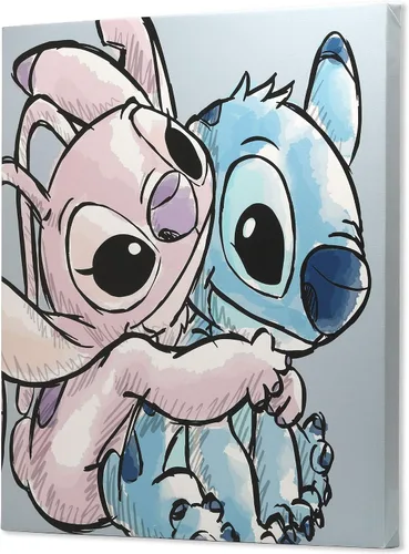 Miniatura 2 de Open Road Brands Disney Lilo y Stitch con ángel Lienzo envuelto en galería Decoración de pared - Adorable arte de pared de Stitch para decoración