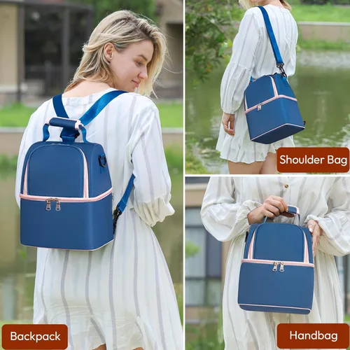 Miniatura 6 de NCVI Bolsa enfriadora de leche materna, bolsa para extractor de leche materna con 2 bolsas de hielo para 6 botellas, bolsa de viaje de doble capa
