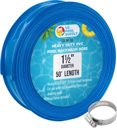 U.S. Pool Supply Manguera de retrolavado para piscina de 1.5 pulgadas x 50 pies, manguera de drenaje de piscina resistente, bomba de filtro de