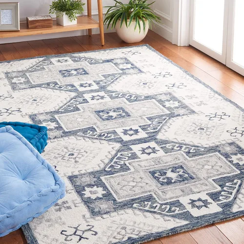 Miniatura 6 de SAFAVIEH Galaxy Collection - Alfombra para pasillo, 2 pies 3 pulgadas x 8 pies, carbón y azul, diseño abstracto moderno, no desprende pelusa