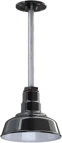 Miniatura 17 de Steel Lighting Co. Inglewood - Lámpara de granero Lámpara montada en el techo Cúpula redonda de 8 pulgadas vástago inclinado de 12 pulgadas