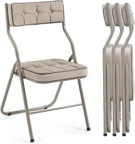Miniatura 14 de HOMEFUN Paquete de 4 sillas plegables acolchadas, sillas de comedor plegables con cojín, asiento adicional portátil y ensamblado para invitados