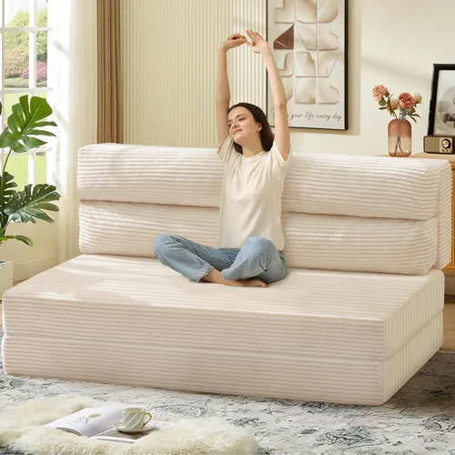 Miniatura 24 de JUIKURY Sofá cama plegable, silla cama convertible con almohada, colchón plegable, sofá cama de dos en uno, sofá cama extraíble portátil, silla cama