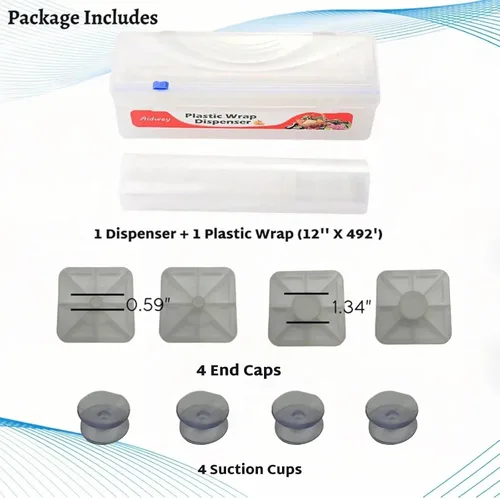 Miniatura 3 de Dispensador de plástico con cortador, dispensador de envoltura adhesiva con cortador deslizante para película de alimentos, papel de estaño, papel