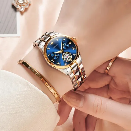 Miniatura 2 de OLEVS Reloj de pulsera de lujo impermeable para mujer, mecánico, automático, elegante, de lujo, impermeable, para mujer