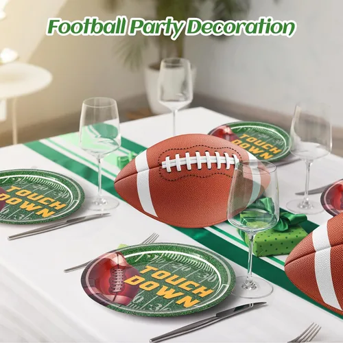 Miniatura 5 de Dereinwo 35 platos de fútbol – Decoraciones de fiesta de fútbol 2025, platos desechables de 9 pulgadas para postre aperitivo, cena, suministros
