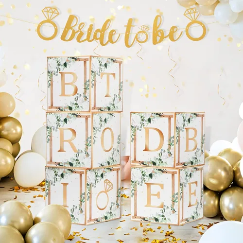 Miniatura 3 de Cajas de novia para decoración de despedida de soltera, globos, pancarta de letrero de novia de la novia de Miss To Mrs para boda, despedida