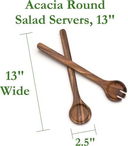 Miniatura 2 de Lipper International Servidores de ensalada redondos de acacia, 13" de largo, un par