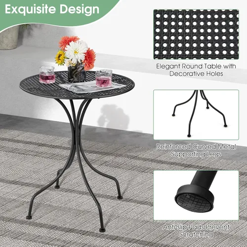 Miniatura 7 de Giantex Juego de mesa de comedor de 3 piezas, juego de mesa de comedor al aire libre para 2, 1 mesa redonda con 2 sillas plegables, resistente al
