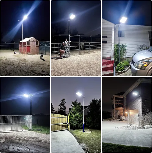 Miniatura 5 de OKPRO Farola solar de 5000 W para estacionamiento al aire libre, gran angular IP66 impermeable, 6500 K del atardecer al amanecer, LED con sensor