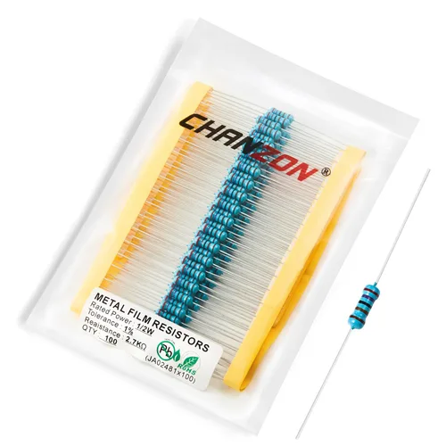 Miniatura 40 de Chanzon - 100 resistencias de película metálica 1/2 W (0.5 W) 10 Ω ohmios ±1% de tolerancia 10R MF, resistencias de agujero pasante con limitación