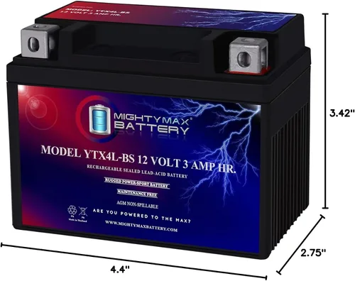 Miniatura 9 de Mighty Max Battery YTX4L-BS SLA - Batería de repuesto compatible con Kawasaki 110 KLX110, L 03-22