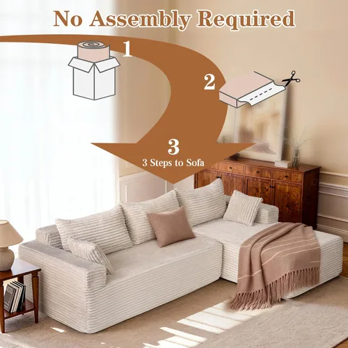 Miniatura 5 de PARKOL Sofá modular Cloud de 105 pulgadas con diván en forma de L, moderno sofá modular con asiento profundo, sofás tapizados para sala de estar