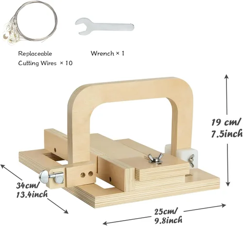 Miniatura 2 de Cortador de jabón de alambre ajustable, cortadores de jabón de madera para hacer jabón con cables de acero inoxidable reemplazados para hechos a mano