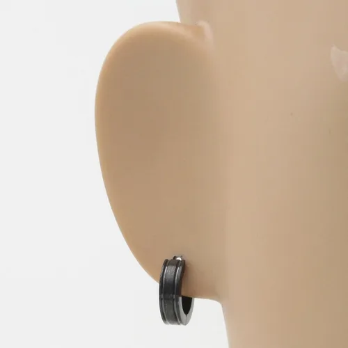 Miniatura 2 de Par de aros de argolla pequeños biselados plata oro o negros de 0.15 pulgadas
